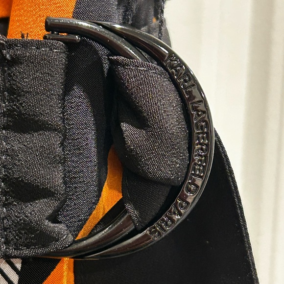 Karl Lagerfeld Asymmetrical Dress in Orange and Black - Picture 7 of 16